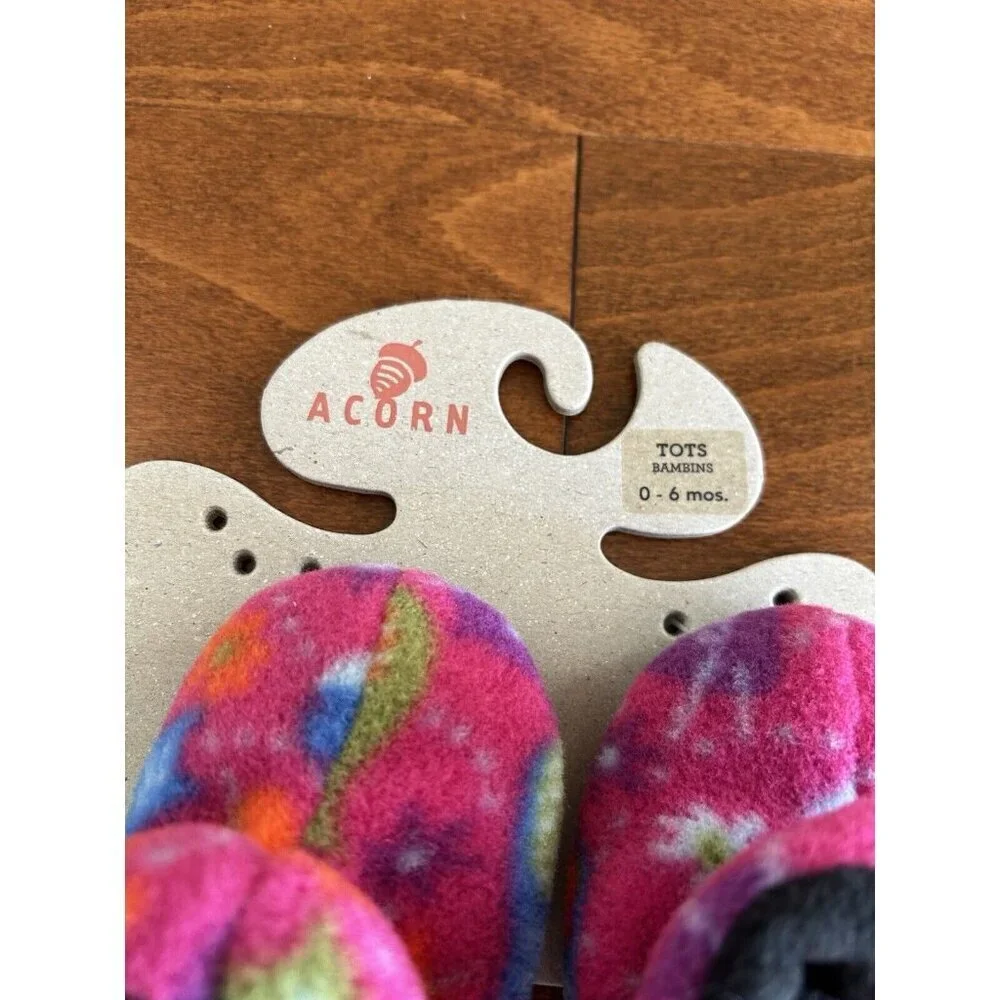 Acorn tots Unisex Little Kids Baby 0-6 Months Pink Tye Dye‎ Booties Slippers NEW